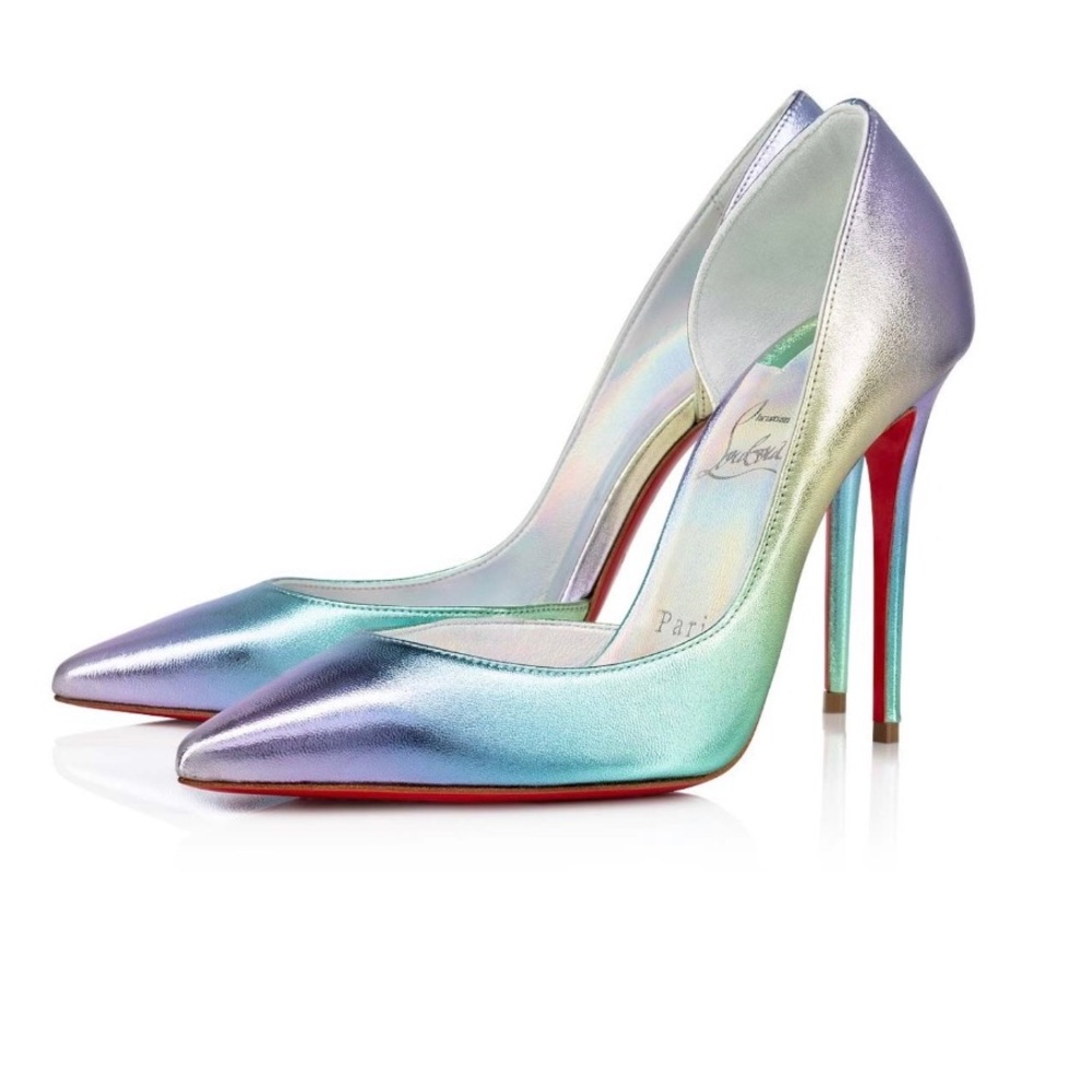 Christian Louboutin Iriza Iridescent Half-d'Orsay Red Sole Pumps - Size 42 (12)